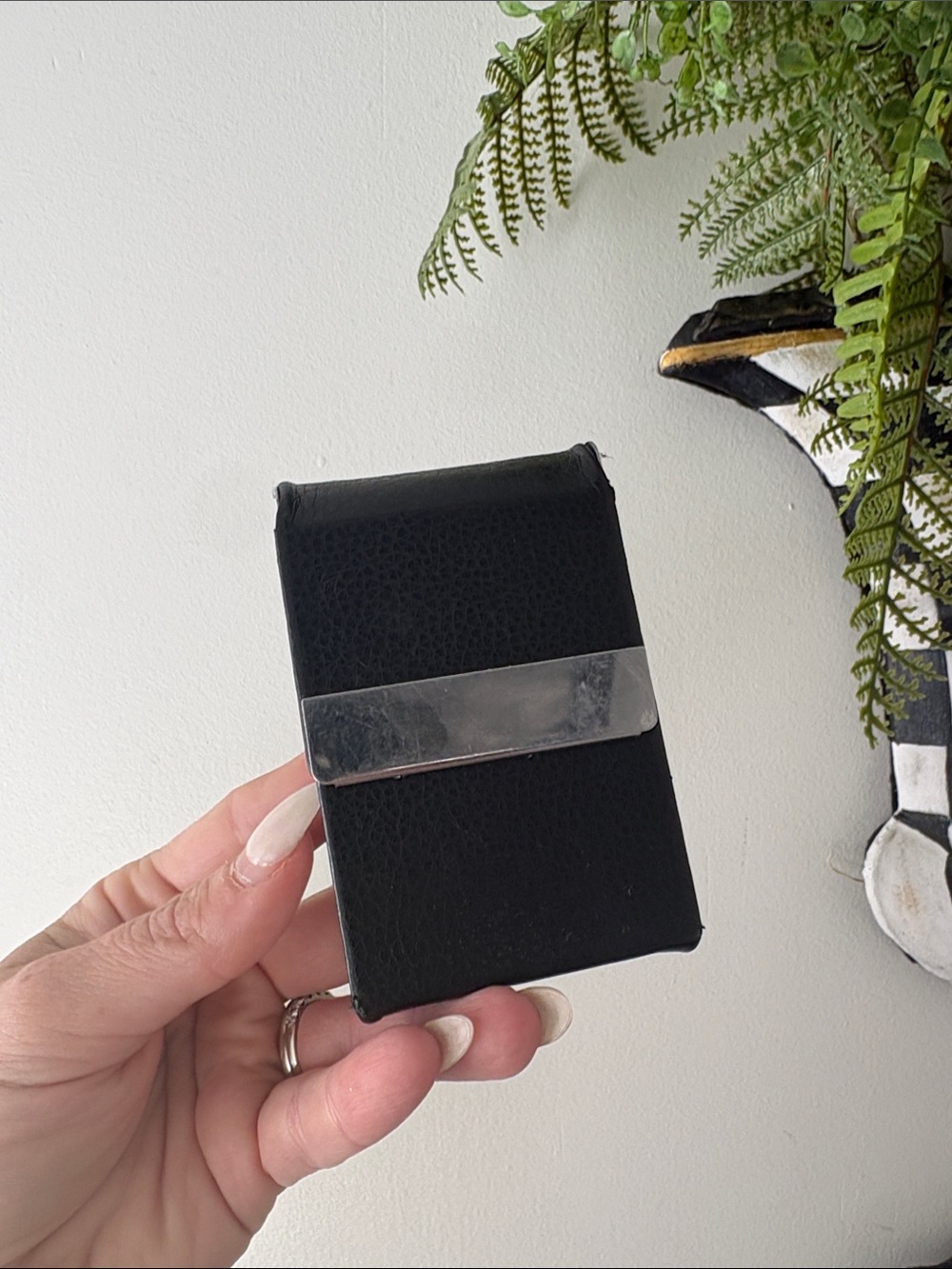 Classic Black Leather Business Card Holder